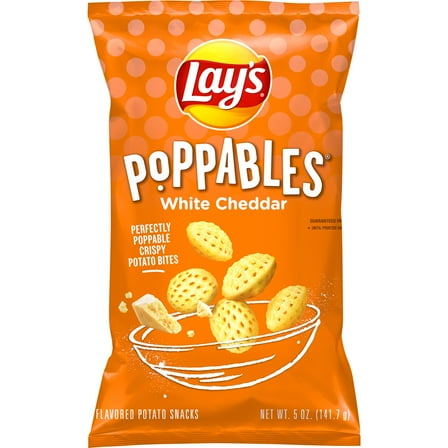 Lay's Poppables White Cheddar Flavored Potato Snack Chips, 5 Oz Bag