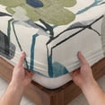 thumbnail image 3 of King Size Fitted Sheet Set - Navy Blue Green Floral 3 Piece Bedding Sets 16" Deep Pocket Fitted Sheet with 2 Pillowcases, Vintage Botanical Leaves Brushed Microfiber Hotel Luxury Bed Sheets, 3 of 9