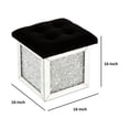 thumbnail image 5 of Mirrored Ottoman with Tufted Seat and Faux Diamonds, Silver - Saltoro Sherpi, 5 of 5