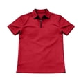 thumbnail image 2 of Mens Polo Shirt Quick Dry Short Sleeve Golf Shirt Quarter Zip Pullover Sweatshirt Casual Basic Tees Lightweight Top (Red,2XL), 2 of 4