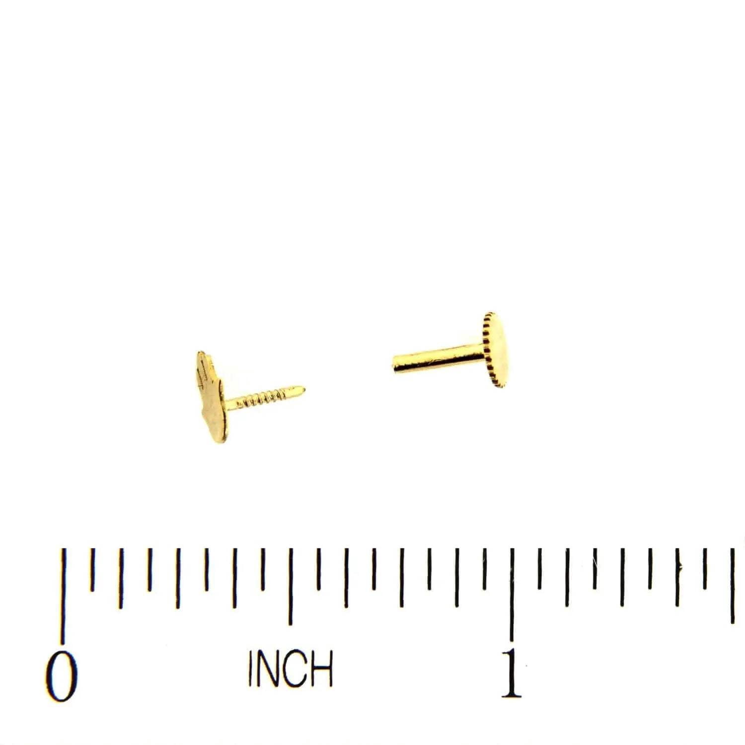 18K Solid Yellow Gold Hamza Hand Threaded Flat Back Earring