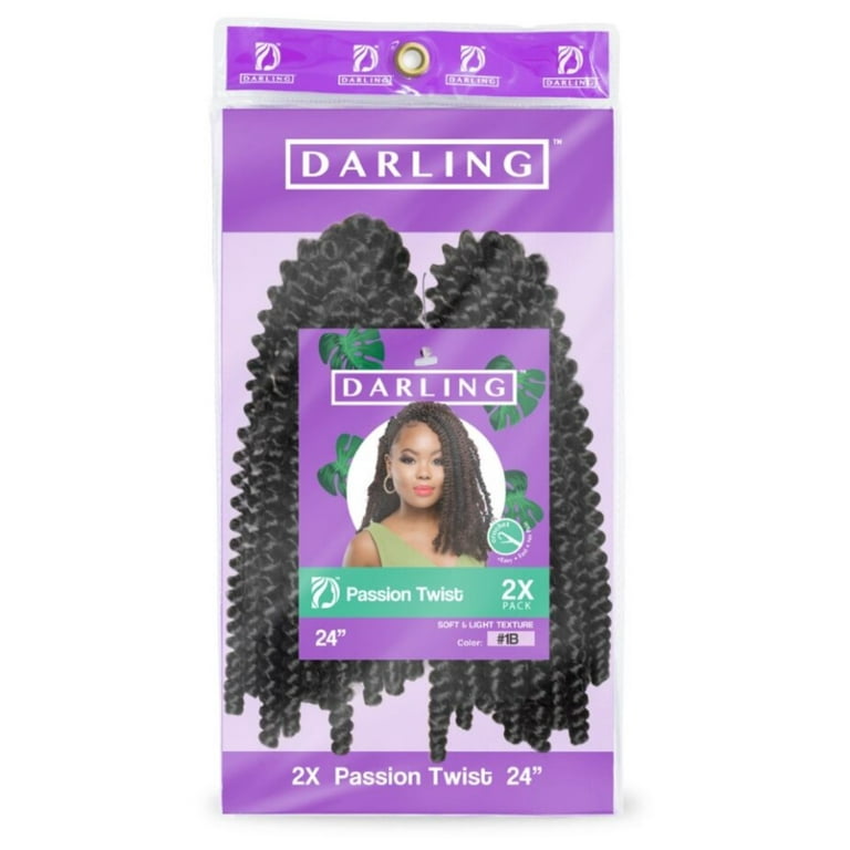 Darling Passion Twist Crochet Hair 2X Pack, 24 Inch, #1B, Adult, Women 