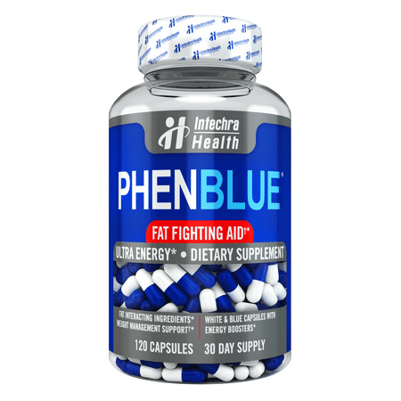 PhenBlue Fat Blocking Diet Pills for Weight Management & Ultra Energy, 120 White Blue Capsules