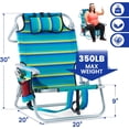 thumbnail image 5 of Portable Recliners Chair for Adults, Outdoor Camping Chair Lay Flat Folding Backpack Reclining Chair with 5 Positions, Headrest, Zipper Pouch, Cup Holder, NEW Srtiped, 5 of 13