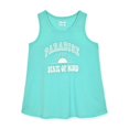 thumbnail image 2 of Sleep On It Girls 2-Piece Sleeveless Tank-Top Jersey Pajama Shorts Set with Matching Hair Scrunchie - Paradise State of Mind - Mint, Size: S 7/8, 2 of 4