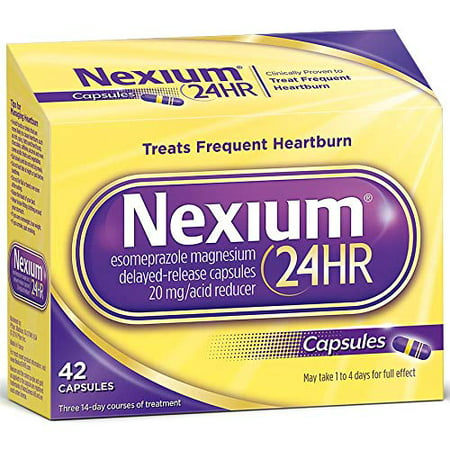 24HR (42 Count, Capsules) All-Day, All-Night Protection from Frequent Heartburn Medicine with Esomeprazole Magnesium 20mg Acid Reducer Pack of Two Nexium - 84 (Best Time Of Day To Take Nexium Tablets)