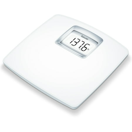 Beurer PS25 Personal Bathroom Scale, Smart & Accurate Body Weight Control, XL Scale with Illuminated LCD Display, High Precision Weighing, Timeless White Design, Quick Start, Batteries Included