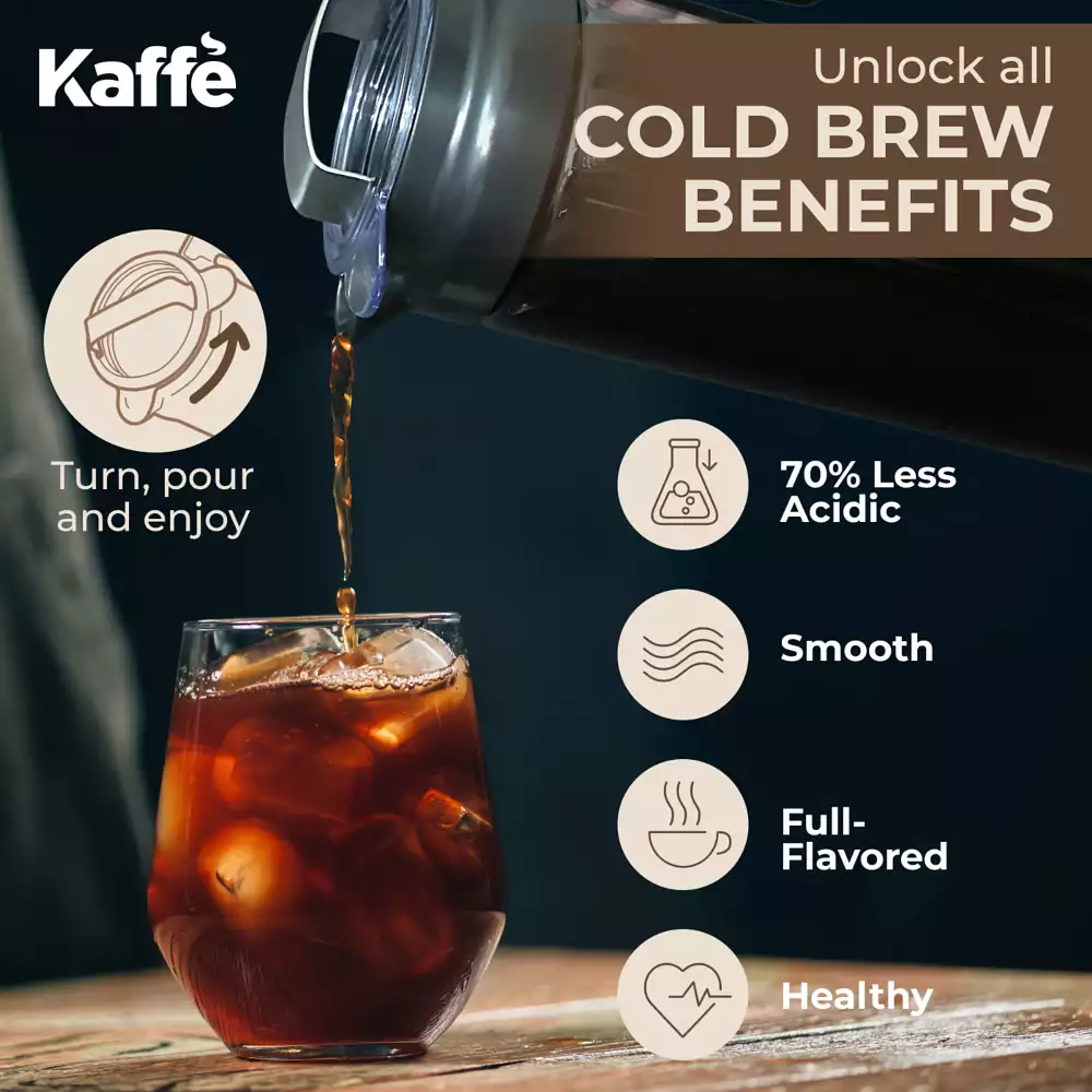 Kaffe Cold Brew Coffee Maker, 1.3L cold brew pitcher, Cold brew coffee and Tea Brewer, Easy to clean Mesh filter, iced coffee accessory, Tritan Glass cold coffee maker - image 4 of 5