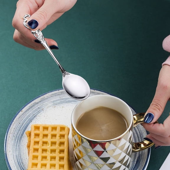 Yooshoverk 2-Piece Stainless Steel Cutlery Set - Ornate Floral Etched Spoon & Fork, Mirror Polish Dishwasher Safe Utensils