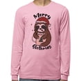 thumbnail image 2 of Merry Slothmas Long Sleeve Shirt Unisex Medium Pink, 2 of 5