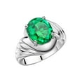 thumbnail image 4 of RYLOS Rings for Women 14K White Gold Ring Classic Designer Style Oval 12X10MM Solitaire Gemstone Ring May Emerald Jewelry for Women Size 10, 4 of 8