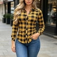 thumbnail image 2 of Dpjklzsn Women's Plaid Button Down Shirt, Long Sleeve Collared Flannel-Style Blouse for Casual Everyday Outfits, 2 of 9