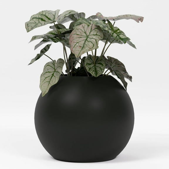 Greenline Nala Globe Planter - Indoor/Outdoor Large Fiberglass Lightweight Planter - 24" x 24" x 19" (Matte Black)