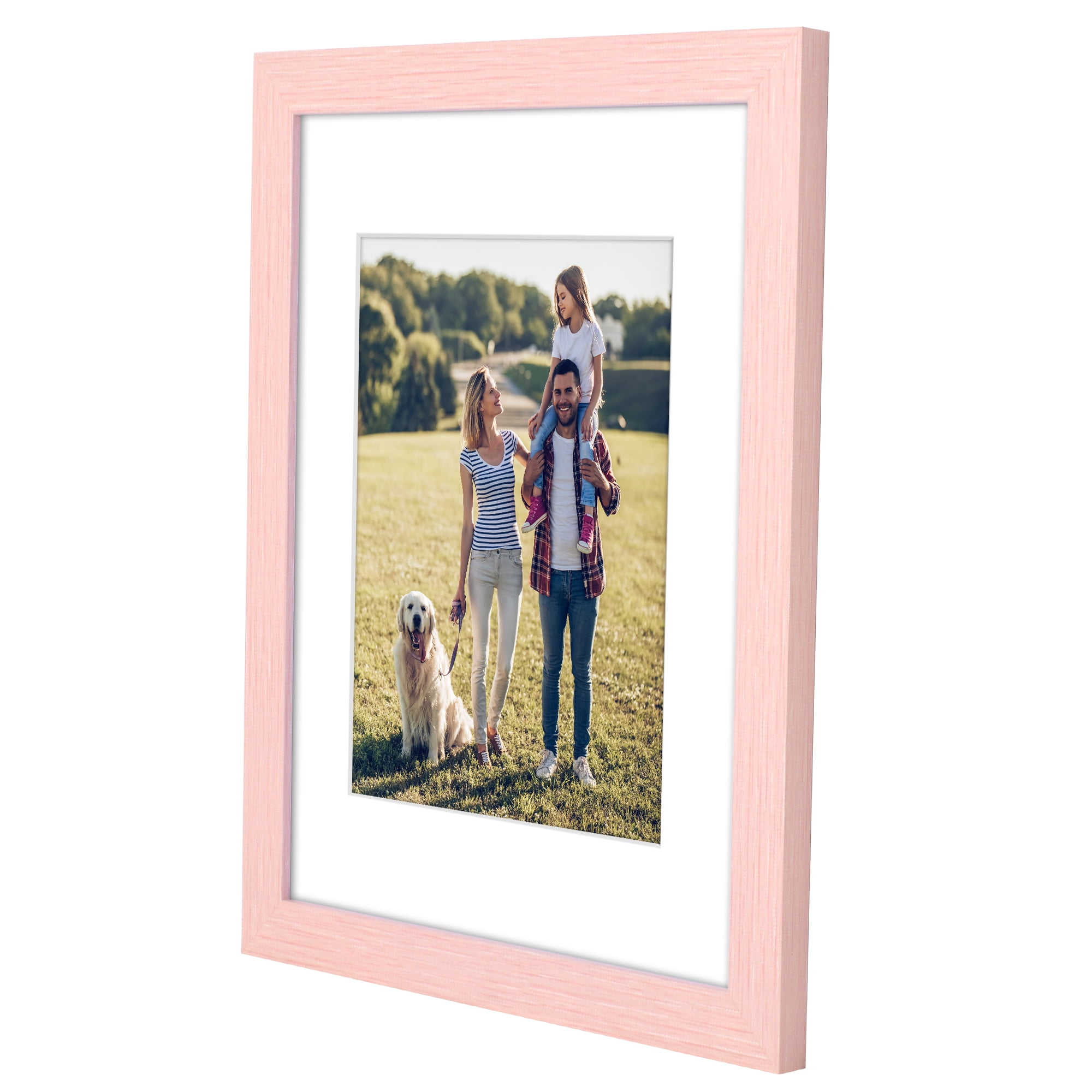 Americanflat 11x14 Picture Frame with Shatter-Resistant Glass Fits 8x10 Photos with Mat Hudson Distressed - Pink