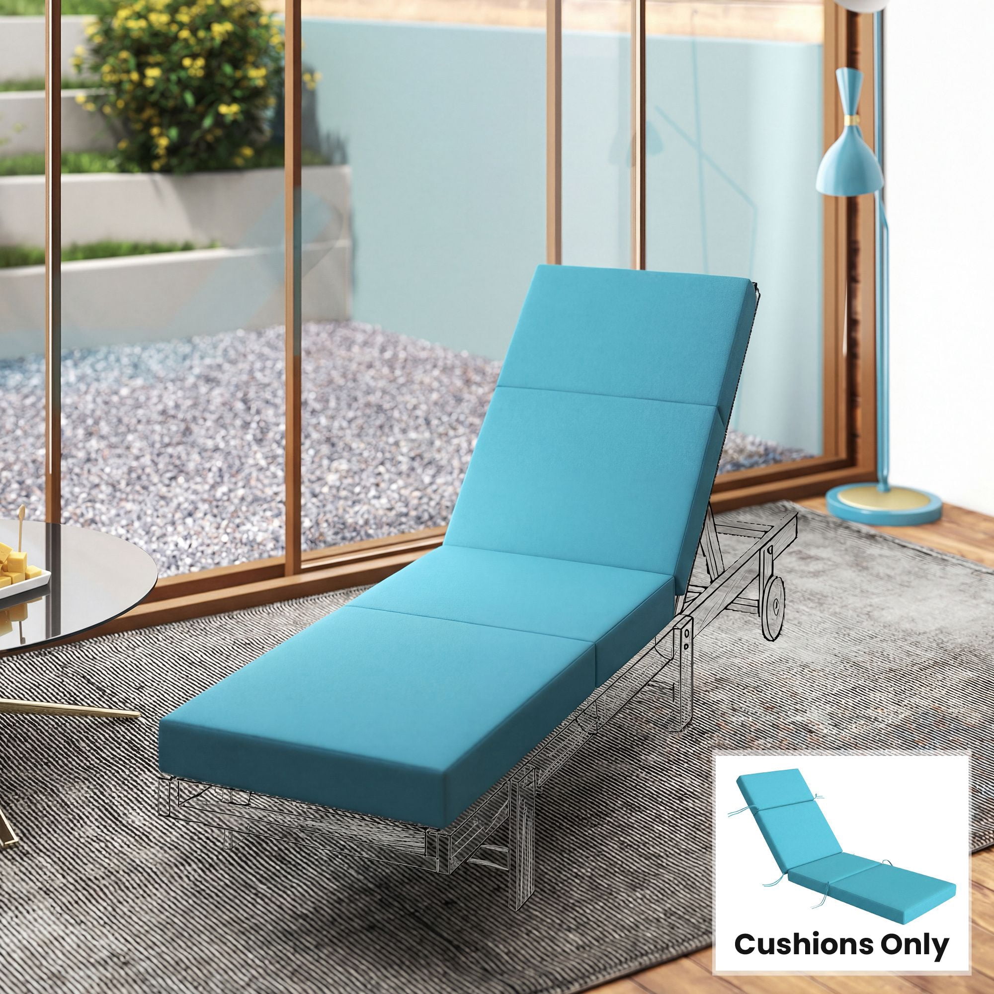 Alvantor Chaise Lounge Cushion 4" Lounge Chair Cushion for Outdoor 21" x 72 ",Blue