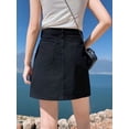 thumbnail image 3 of White High-Waisted A-Line Denim Mini Skirt For Women, Casual Summer Style, 3 of 6