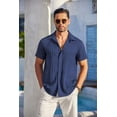 thumbnail image 2 of COOFANDY Button Down Shirt Men Short Sleeve Shirt Button Up Shirts for Men Linen Shirts for Men Summer Beach Shirt, 2 of 6
