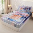 thumbnail image 2 of Castle Fairy Ribbon Bow Perfume Print Zipper Twin Comforter Sets with Fitted Sheet and 2 Pillowcases,Watercolor Floral Pattern Zipper Bedding Set,Pink Blue,Grey Reversible,4-Piece, 2 of 6