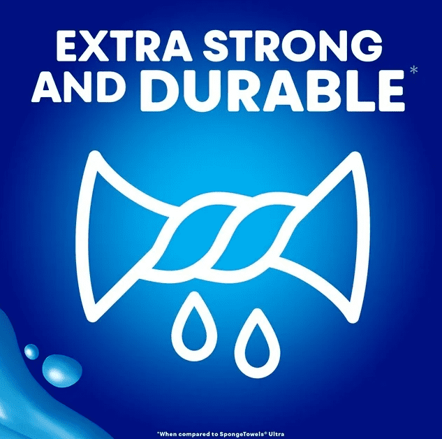 SpongeTowels UltraPRO Extra Strong & Absorbent Paper Towel, Choose-A-Size® Sheets, 6 = 12 Regular Rolls