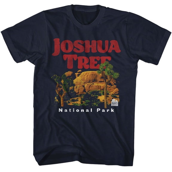 Joshua Tree Jumbo Rocks Men's T Shirt (Navy, AdultL)