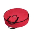 thumbnail image 2 of Christmas Wreath Storage Bag, 60cm Round Holiday Wreath Container with Reinforced Handles, PVC Material Christmas Decoration Storage Bag -Red, 2 of 7