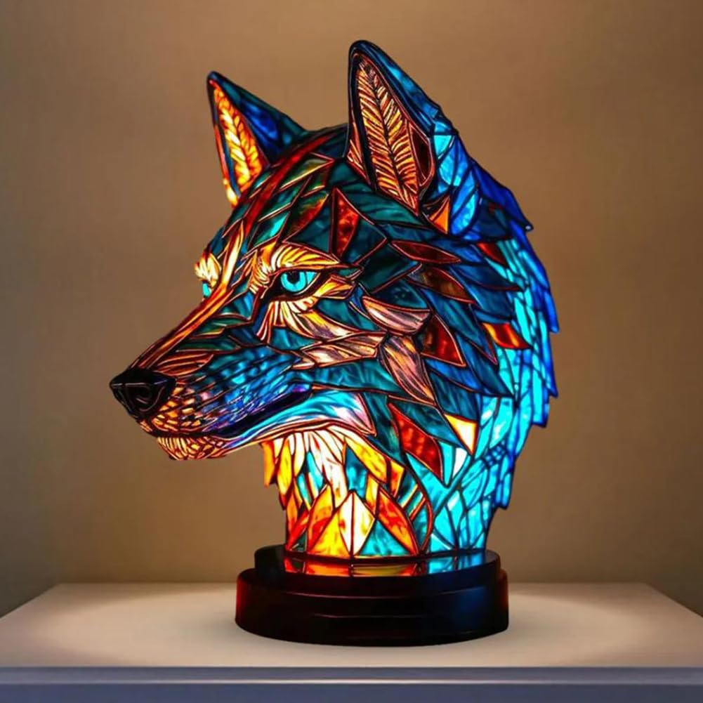 Colorful Strange Animal Series Night Light, Retro Stained Resin Tabletop Lamps for Desktop Decoration and Christmas Gifts