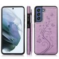 thumbnail image 1 of Funda para Samsung Galaxy S23 con diseño floral de mariposa y doble hebilla, con protección para la lente, soporte integrado, ranura para tarjetas oculta y resistente al agua., 1 of 5