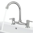 thumbnail image 1 of Miangastore Robinet de Cuisine à Double Trou avec Rotation à 360 Degrés Argent pour Usage Domestique Alliage de Cuivre ABS, 1 of 9