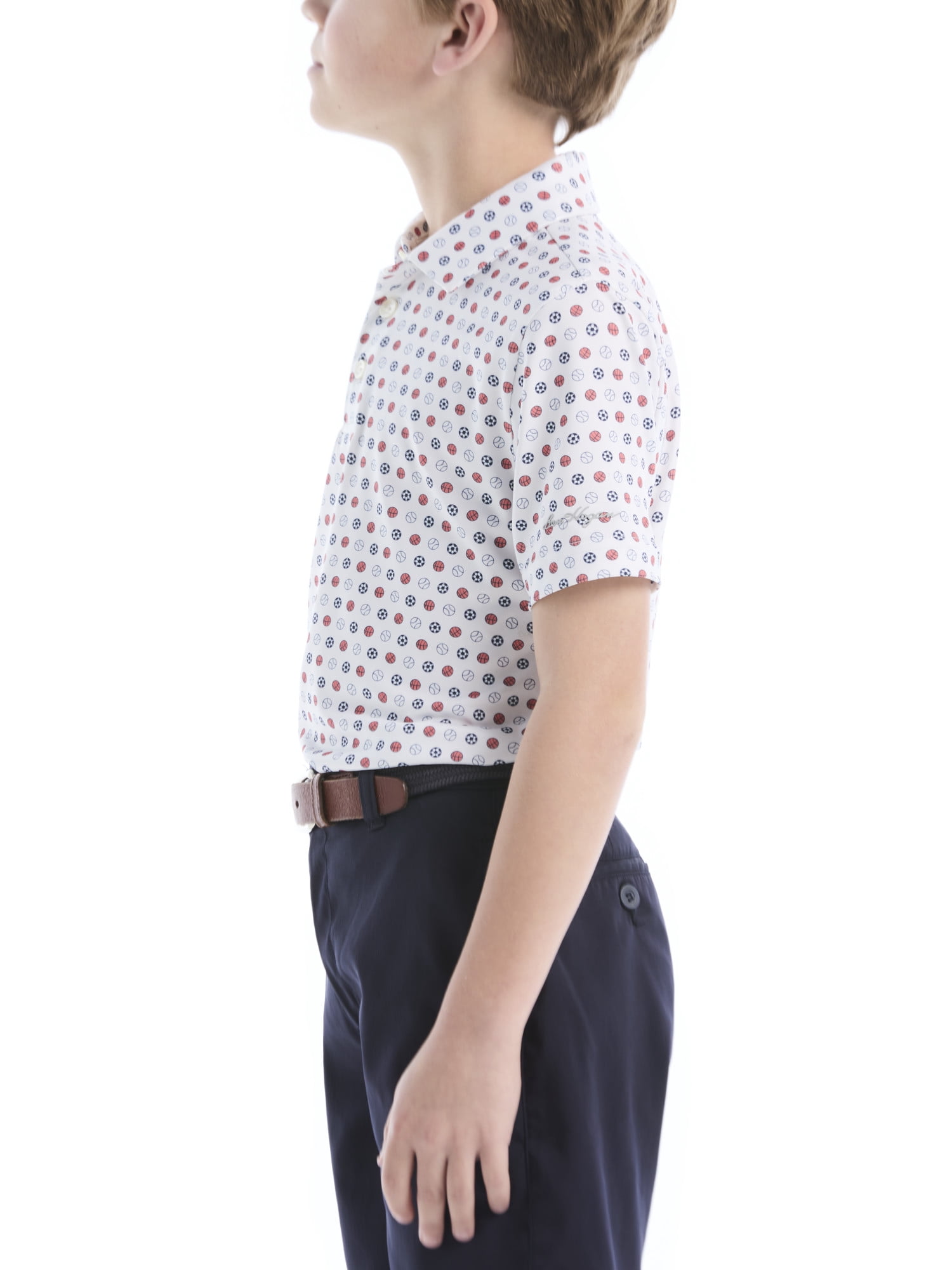 Ben Hogan Performance Little Boys and Big Boys Multi-Sports Printed Short Sleeve Golf Polo Shirt, Sizes 4-18