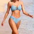 thumbnail image 4 of Women's Bikini Set High Waisted Ruched Two Piece Swimsuit U-Wire High Cut Cheeky Bottom Bathing Suit, 4 of 5