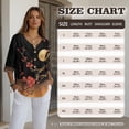 thumbnail image 7 of Xoenoiee Plum Blossom Moon Print Womens Button Down Shirts Linen Cotton 3/4 Sleeve Blouses Casual Loose Fit Gauze Tops Plus Size, 2XL, 7 of 7