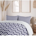 thumbnail image 6 of Ambesonne Modern Duvet Cover Sets, Zig Zag Striped Pattern, 2-King, Navy Blue White, 6 of 7