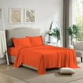 thumbnail image 2 of 4 Piece Ruffle Sheet Set, 2" Inch Ruffle Hem On Flat Sheet, 12 Inch Deep Pocket, 100% Egyptian Cotton, 800 TC, Twin XL Size, Solid Orange, 2 of 4