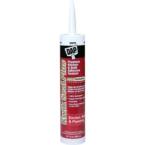 DAP Kwik Seal Plus 10.1 oz White Kitchen and Bath Siliconized Adhesive Sealant