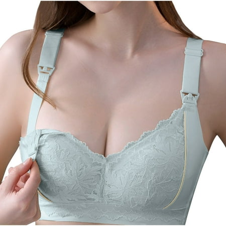 Wireless Bras for Women Support Padded Bra Feature V-Neck Balconette Bra Style W-712 Hook and Eye Closure Tshirt Bras Blue-c 40
