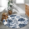 thumbnail image 4 of Round Area Rug 3 Ft, Palm Leaves Washable Non-Slip Circle Carpet for Living Room/Bedroom, Vintage Summer Blue Tropical Flowers Plants Low-Profile Small Floor Mats Collection Rugs for Indoor, 4 of 7