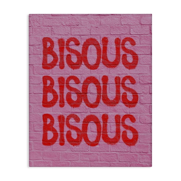Stupell Industries Bisous on Brick Pattern Text & Numbers Painting Wrapped Canvas Art Print Wall Art, 16 x 20