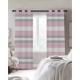 thumbnail image 2 of Pink Grey Stripe Blackout Curtains for Bedroom, Farmhouse Modern Art Striped Room Darkening Window Drapes for Living Room, Thermal Insulated Grommet Curtains, 27.5x39 inch, 2 Panels, 2 of 9