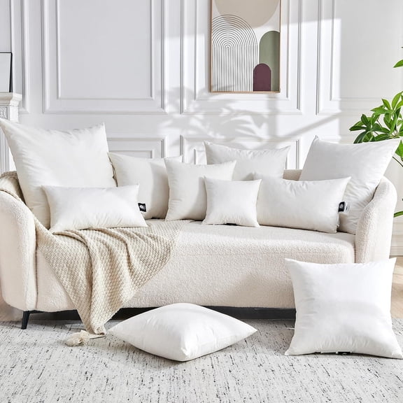 Feathers Down Throw Pillow Inserts 28x28, Set of 2,  Organic Cotton Shell, Soft Decorative Euro Pillow Insert for Living Room Sofa, Couch, or Bed (White)