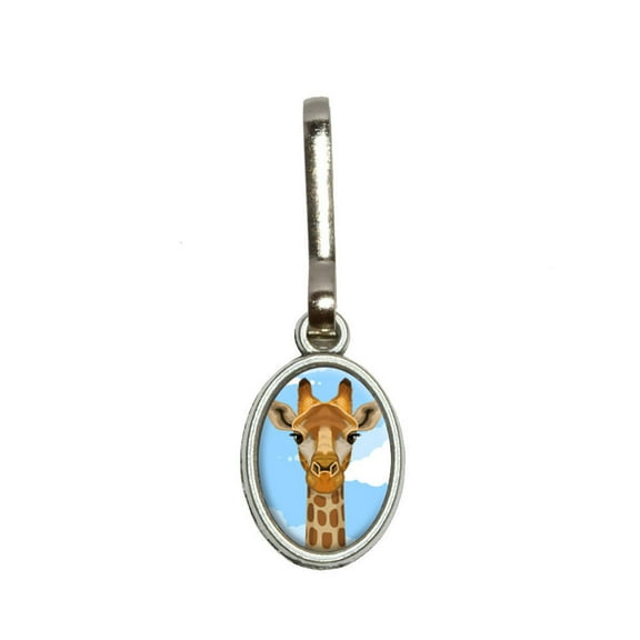 Giraffe in Sky - Safari Animal Oval Zipper Pull