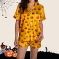 thumbnail image 5 of RMGVDSD Halloween Pajamas Set for Women 2 Piece Cute Pumpkin Print Short Sleeve Sleepwear Button Down Loungewear Holiday Party Pajama Shorts Sets, 5 of 7