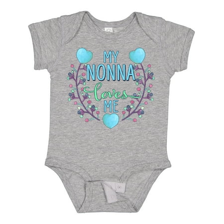 

Inktastic My Nonna Loves Me with Flowers and Hearts Gift Baby Boy or Baby Girl Bodysuit