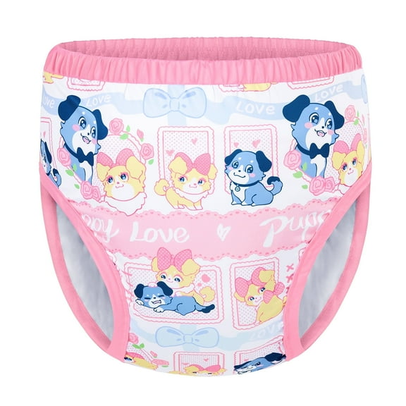 LittleForBig Soft Silky Underwear Comfortable Washable Reusable Waterproof Adult Training Pants - Puppy Love Little Blue S