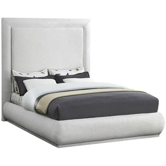 Maklaine 72''H x 70''W x 89''D Cream Linen Textured Fabric Queen Bed