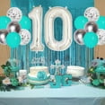 thumbnail image 6 of Teal 10th Birthday Decoration Double Digits Balloons Girls Birthday Balloons Decor Teal Blue, Birthday Number 10 Foil Balloon 10th Birthday Banner Sash Cake Topper Backdrop Curtains Set, 6 of 6