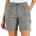 thumbnail image 3 of Taqqpue Cargo Shorts for Women, Elastic High Waist 6 Pockets Shorts Solid Color Summer Shorts for Women Casual, 3 of 10