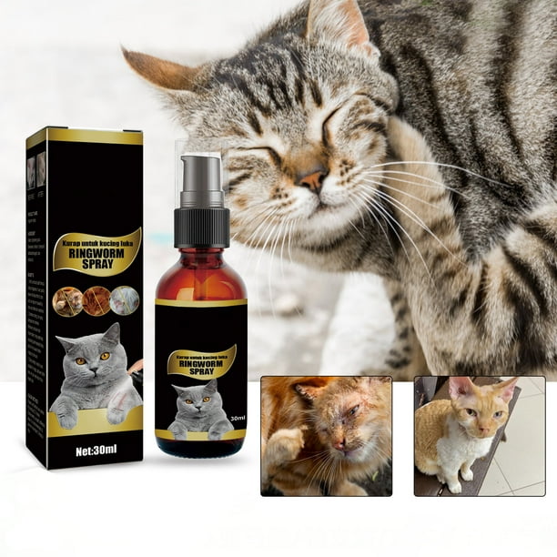 SCZ Spray para el cuidado de la piel de mascotas, 30ml, tiña para gatos, tratamiento de dermatitis, eccema, elimina la picazón en gatos, spray para aliviar la picazón