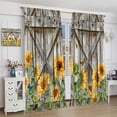 thumbnail image 5 of Sunflower Curtains, Vintage Rustic Farm Wood Panel Watercolour Sunflower Plant Flower Butterfly Blackout Windows Treatments, Thermal Insulated Drapes For Boys Girls Bedroom Living Room 42x63in, 5 of 6