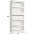 thumbnail image 2 of Modern 71" Tall Bookcase with Display Rack & Fluted Design, 5 Tier Farmhouse Bookshelf with Wood Base, Rustic Vintage Book Shelf Wood Bookshelf for Office Library, 2 of 7