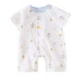thumbnail image 2 of Nrmvnmi Newborn Baby Boys Girls Bodysuit Graphic Print Round Neck Short Sleeve Jumpsuits with Button Cotton Rompers Overall For 0-24 Months, 2 of 3